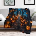 thumbnail image 4 of GXFC Halloween pumpkin eerie gate blanket, comfortable and soft, warm casual blanket, printed design, winter sofa dormitory home decoration, must-have travel product. Size is 30x40 inches., 4 of 5