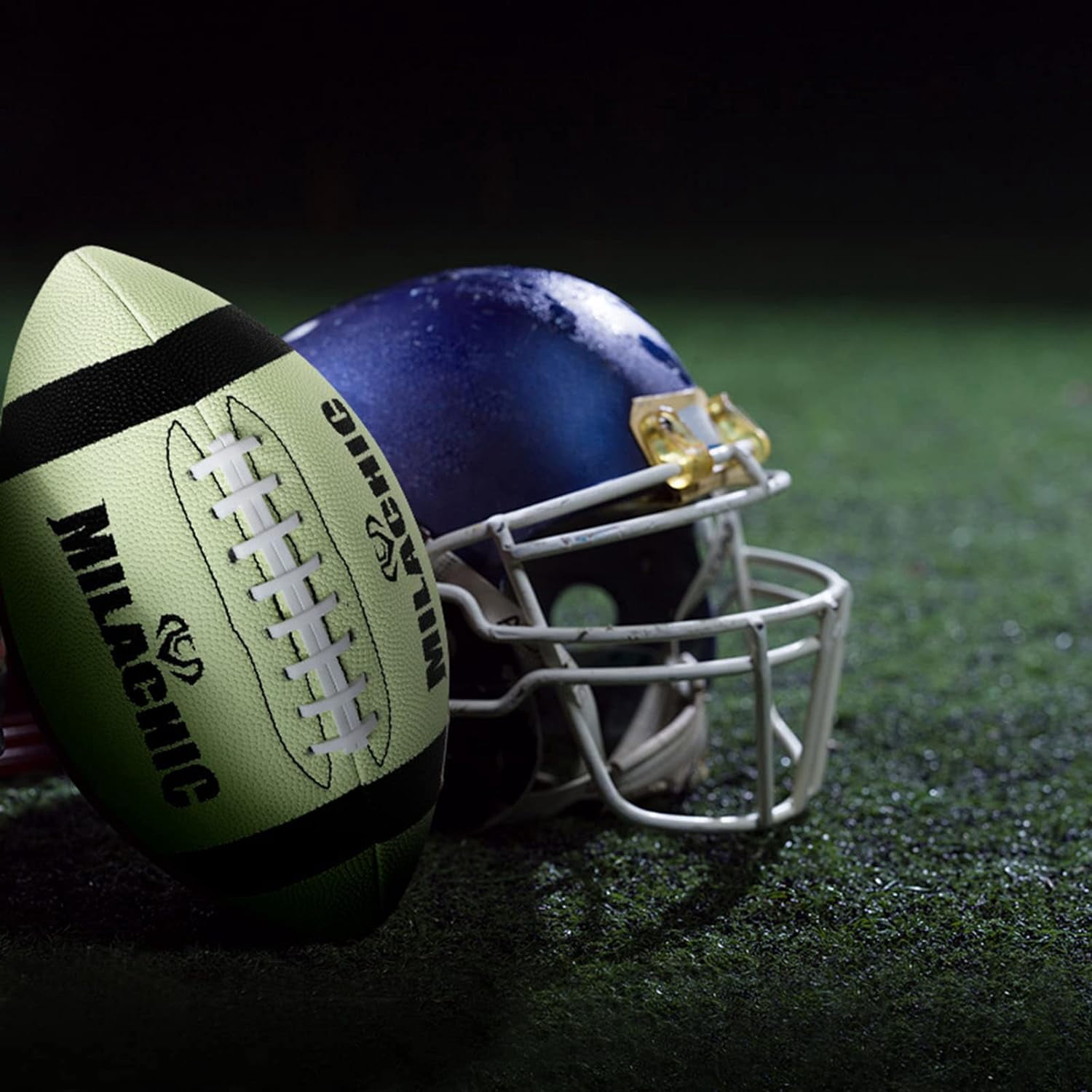 Glow in The Dark Football - Size 9 & Youth Size 6, Luminous Glowing Super Grip Composite Leather Football Balls with Pump and Carry Bag