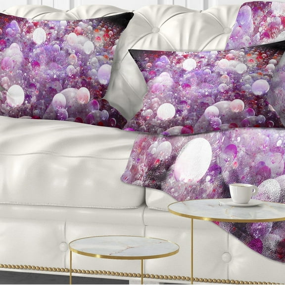 Designart Red Fractal Molecule Pattern - Abstract Throw Pillow - 12x20
