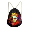 thumbnail image 2 of Bolsas con cordón de calavera Soledad Organizador para Viajes de gimnasio Sackpack Yoga Dance Travel Daypack Oro, 2 of 5