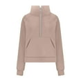 thumbnail image 4 of Womens Half Zip Hoodies Plus Size Fleece Sweatshirt Thumb Hole Cropped Pullover Fall Winter Tops, 4 of 6