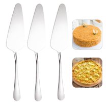 Bxaolu Cake Pie Servers Set, Stainless Steel Pizza Cake Slicer Server, Cake Cutter with Serrated Edges for Kitchens Restaurants Brithday Parties,Set of 3 (Silver)