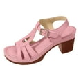 thumbnail image 2 of IUJSOY Summer Sandals for Women 2025 T-Strap Stacked High Heel Buckle Ankle Strap Dress Shoes, 2 of 5