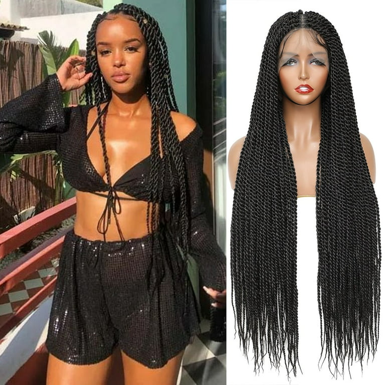 Full Lace Front Knotless Box Braided Wigs With Baby Hair, Super