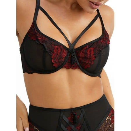 

Pour Moi After Hours Strappy Underwire Bra (27502) 40HH Red/Black