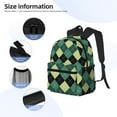 thumbnail image 3 of Honeii Green Squares Print School Backpack,Casual Lightweight Travel Rucksack Daypack,Backpacks for College High, 3 of 6