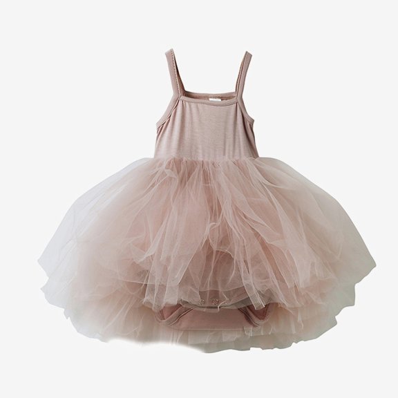 Ticikt Sleeveless Tutu Romper, Baby Girls' Solid Mesh Tulle Skirted Onesie,Pink