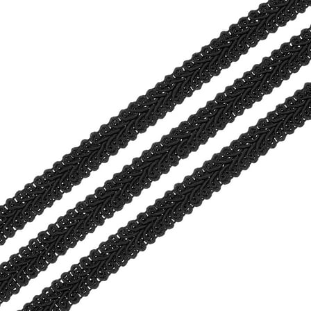 Gimp Braid Trim, 15 Yards x 3/8"(11mm) Curtain Upholstery Trim for DIY Craft, Black