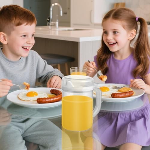 6 Pack Early Learning Kids Easy Pour Mini Pitchers 20 Oz Clear Plastic Pitcher with Lid and Handle Child Mini Easy Pour Bottles for Water Milk Tea Classroom Nursery Home$$Home Decor, Kitchen, & Other