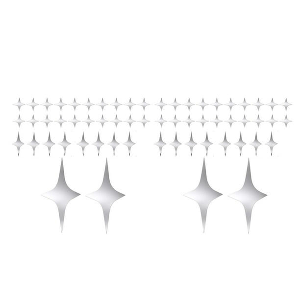 Espejo Adhesivo de pared DIY Adornos en forma de estrella Efecto reflectante Hoja de paredes plateadas Suministros para el hogar Sala de estar Dormitorio 64 piezas Kearding HA011924-00