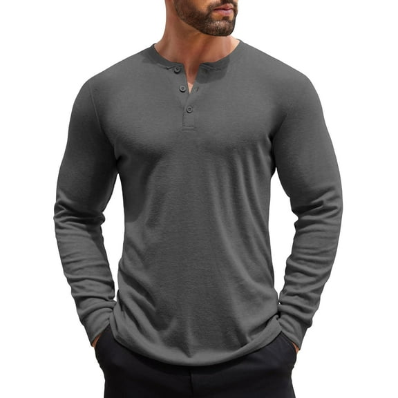 COOFANDY Men's Fashion Henley Shirts Long Sleeve Button T-Shirt Fashion Casual Basic Plain Tee Shirts
