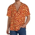 thumbnail image 7 of Lsque Pizza print Men's Cuban Collar Short Sleeve Shirt Summer Beachwear Casual Button Down Fashionable Vacation Leisure Shirt-4X-Large, 7 of 7