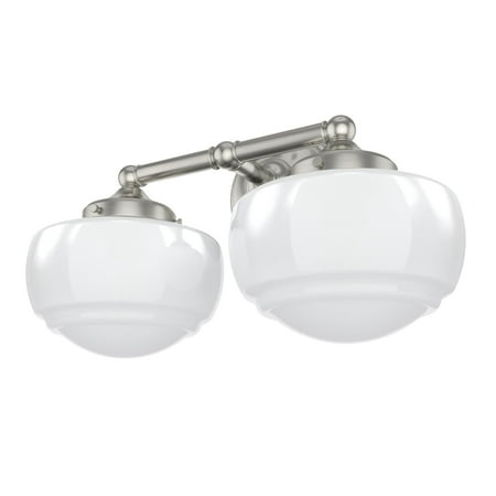 

Hunter Saddle Creek Brushed Nickel with Cased White Glass 2 Light Vanity Wall Light Fixture