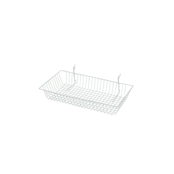 SSWBasics 24" x 12" x 4" White Mini Grid Basket for Slatwall & Wire Grid