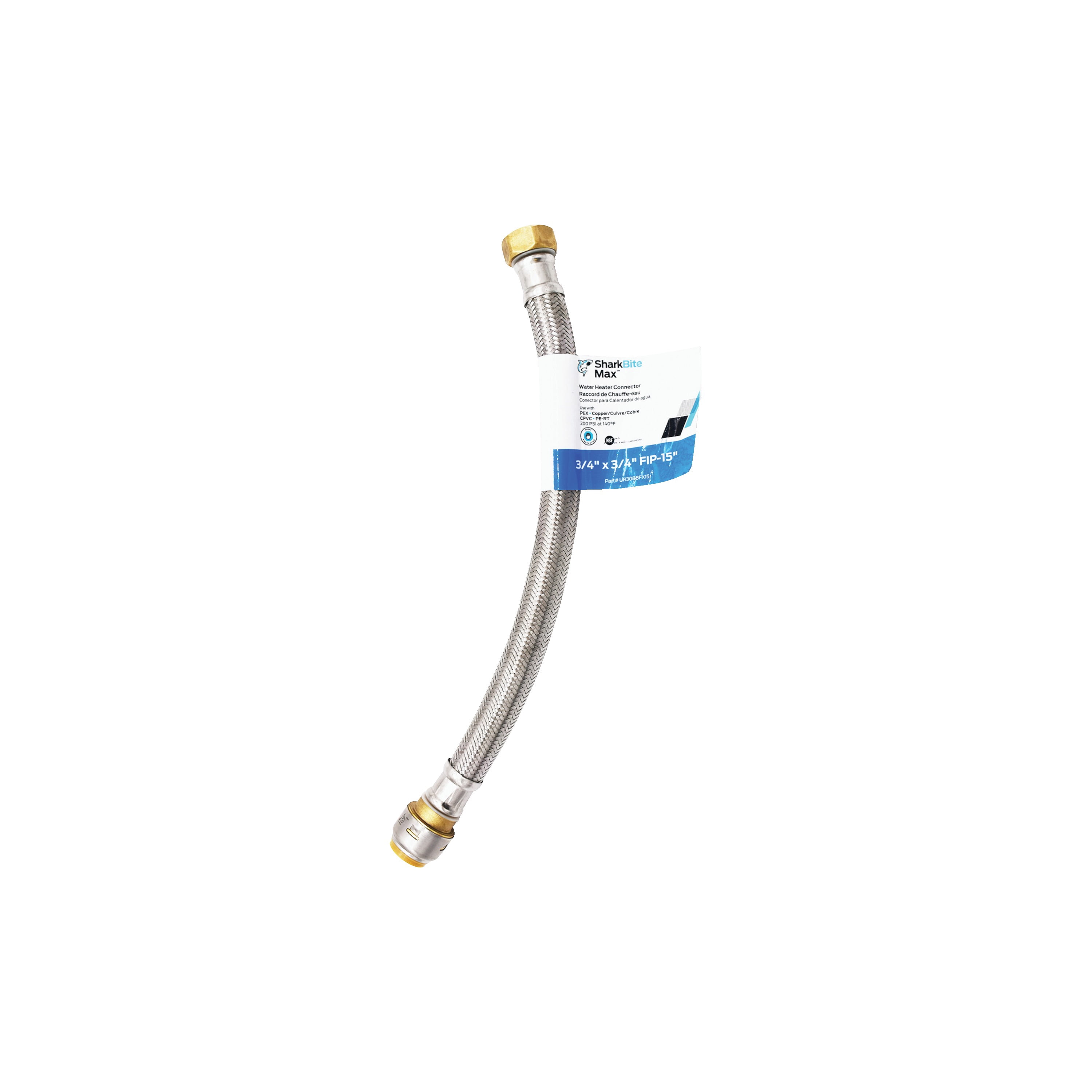 RWC Water Heater Connector Lead Free Flexible Stainless Steel - 3/4 In FIP x 3/4 In — Residential Use, Standard Application