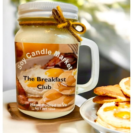 Soy Scented Candles | Handmade & Highly Aromatic Candles Burns Upto 85 Hours in Glass Jar - Perfect for Home Decor Wedding Birthday Dinner (The Breakfast Club 16 oz)