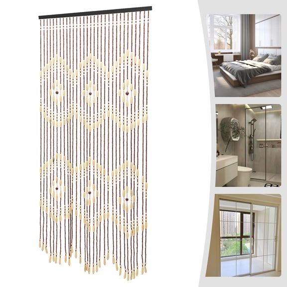 Wooden Beaded Curtain with 31 Bead Chains, Doorway Curtain Beads, Front Door Decor Curtains