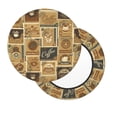 thumbnail image 2 of Bingfone coffee Stamps Padded Round Bar Stool Cover Cushion with Elastic Fabric Round Chair Seat - coffee Stamps, 2 of 7