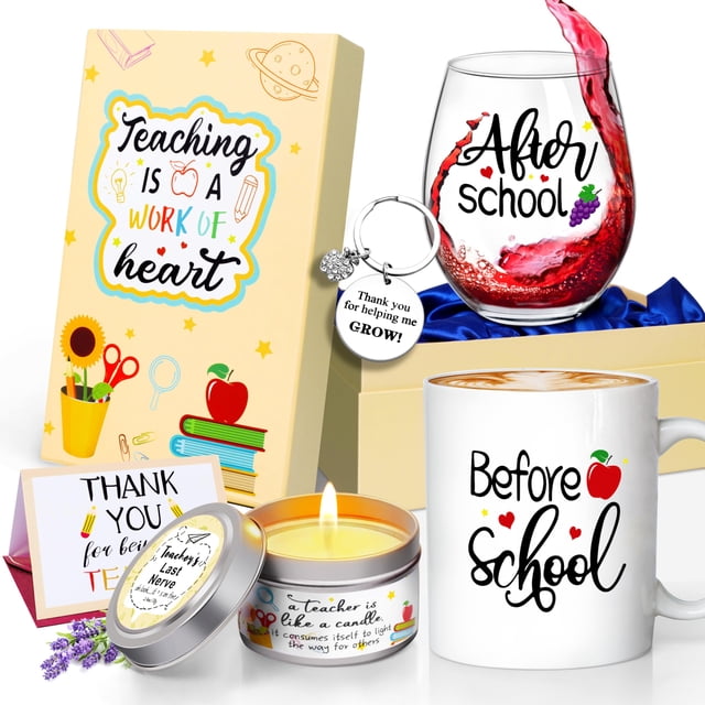 Set de regalo Teacher Appreciation, taza de 325 ml y copa de vino de 530 ml