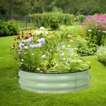 BPS Galvanized Metal Raised Garden Bed Kit, 2.5FT Round Outdoor Planter Boxes for Vegetables Flowers, Green