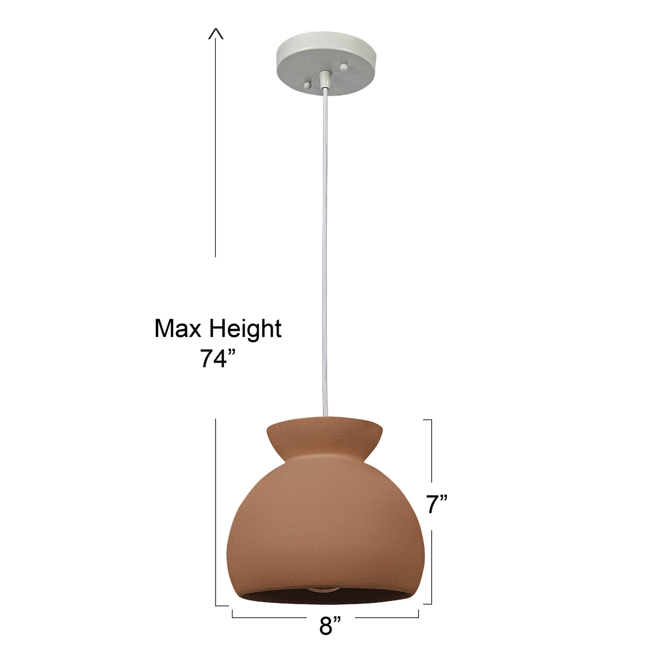 Robert Stevenson Lighting Sienna - Boho Ceramic Ceiling Light with White Fabric Cord, Matte Terracotta