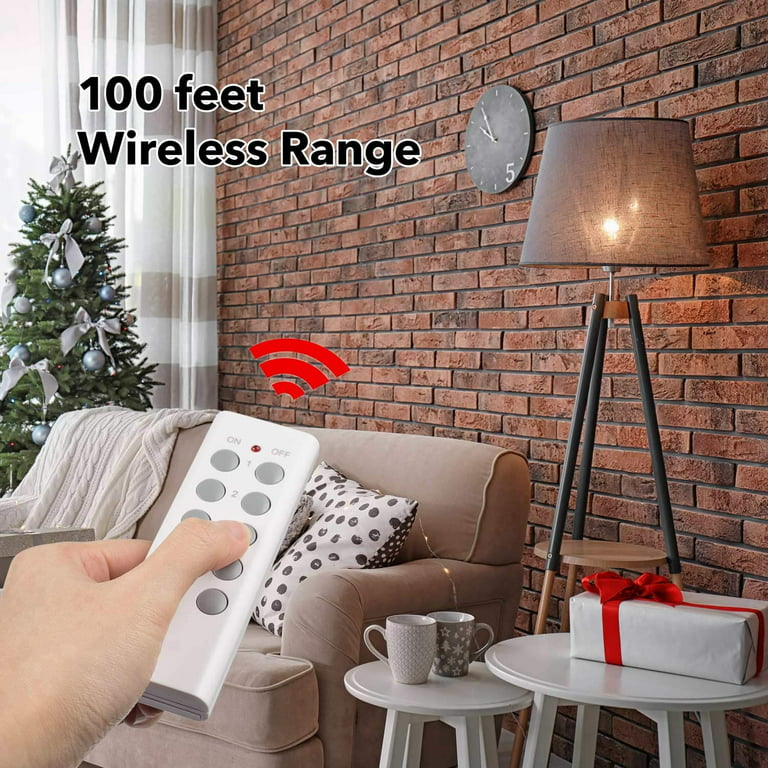  Syantek Remote Control Outlet Wireless Light Switch for  Household Appliances, Expandable Remote Light Switch Kit, Up to 100 ft  Range, FCC Certified, ETL Listed, White (5 Outlets + 2 Remotes) 