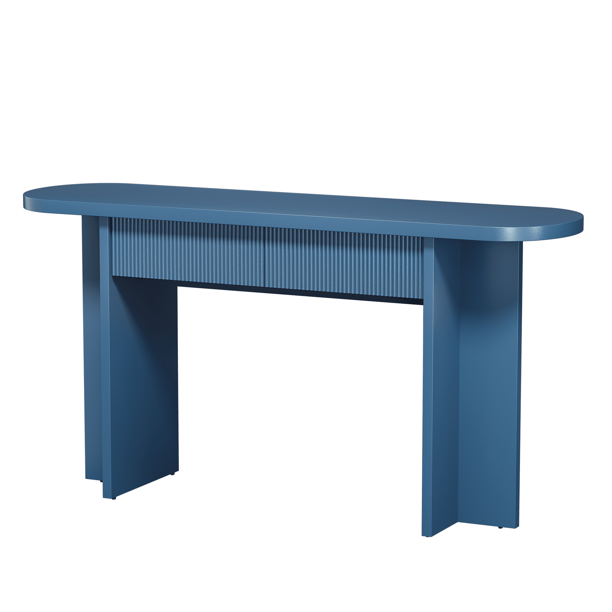 Mintazer 63" Fluted Console Table with 2 Drawers, Modern Entryway Tables with Storage, Sofa Table for Entryway Hallway Living Room, Blue