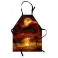 thumbnail image 1 of Nature Apron Apocalyptic Backdrop with Storm Beams and Full Moon End of World Like Hell Theme, Unisex Kitchen Bib Apron with Adjustable Neck for Cooking Baking Gardening, Orange Yellow, by Ambesonne, 1 of 3