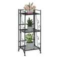 thumbnail image 4 of Pemberly Row Three-Tier Folding Metal Shelf with Scroll Design in Black Metal, 4 of 10