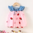 thumbnail image 4 of FRSASU Girl's Vintage Cute Strawberry Embroidered Summer Dress Ruffle Cap Sleeve Bow A-Line Layered Mesh Birthday Party Dresses Pink-A, 4 of 9