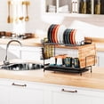 thumbnail image 4 of iSPECLE 2 Tier Dish Racks Dish Drainers with Water Tray Cutlery Holder for Small Kitchen Households Black, 18.90 x 8.27 x 11.81 Inches, 4 of 10