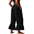 thumbnail image 4 of SAWOBUUN Womens Casual Cropped Pants High Waisted Drawstring Ruffle Hem Trousers Lightweight Loose Fit Adjustable Cuff Lounge Pants, 4 of 10