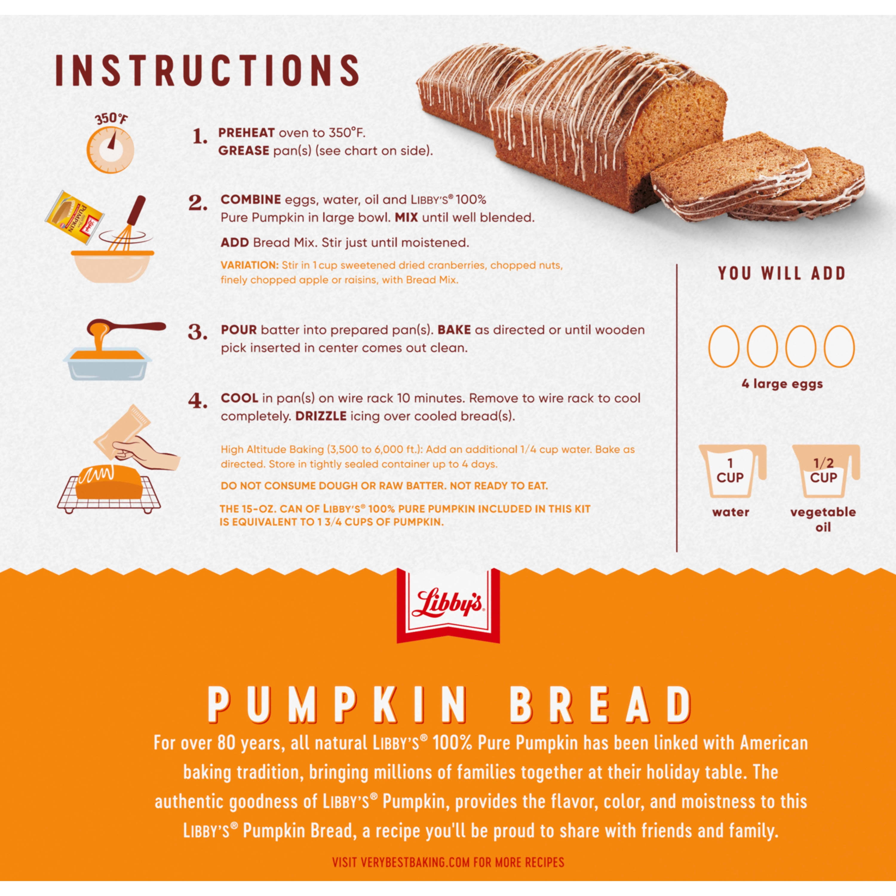 Libby's Classic Pumpkin Bread Kit with Icing, 56 oz