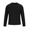 thumbnail image 3 of MELDVDIB Mens Crewneck Sweater Knit Jacquard Oversized Pullover Tops Fall Winter Long Sleeve Solid Color Lounge Outfit Black M, 3 of 6