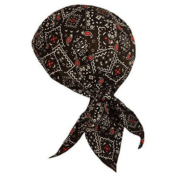 Black Red White Paisley Doo Rag Durag Cotton Bandana Cap Headwrap