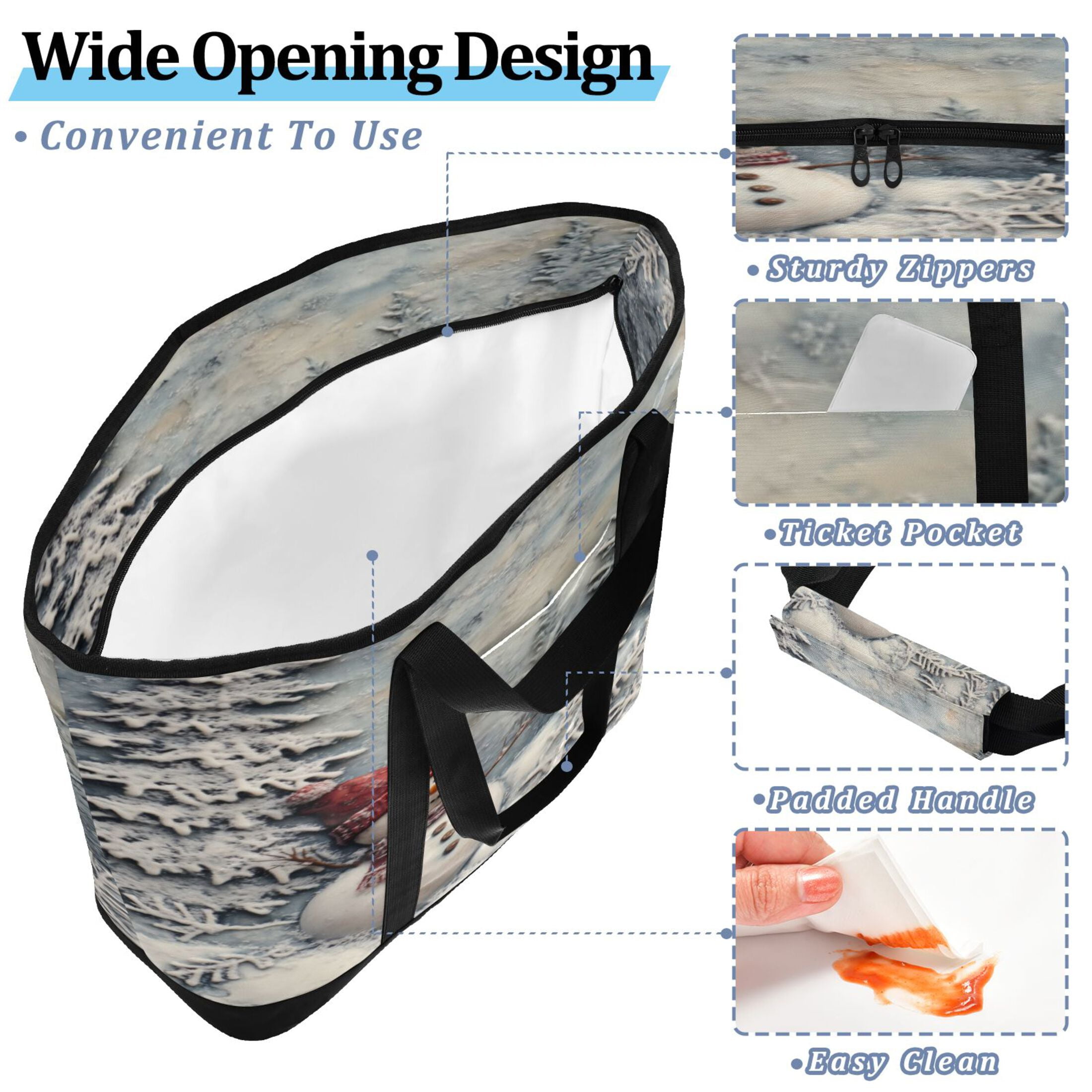 Large Hand-held Ice Pack Picnic Bag Insulation and Refrigeration Suitable for Shopping Picnics and Camping Christmas Tree and Snowman
