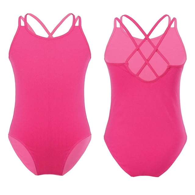Kaerm Justaucorps de Danse Ballet Sans Manches pour Filles Dos Croisé Classique Rose G