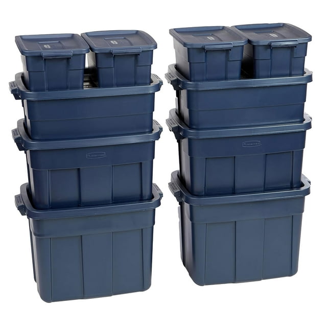 Rubbermaid 10 Pack Conteneurs de Rangement en Plastique Empilables avec Couvercles, Indigo Foncé