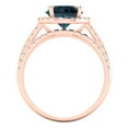 thumbnail image 4 of 2.56 ct Brilliant Round Cut Natural London Blue Topaz 14k Rose Gold Halo Solitaire with Accents Engagement Bridal Wedding Ring Band Set size 9.75, 4 of 7