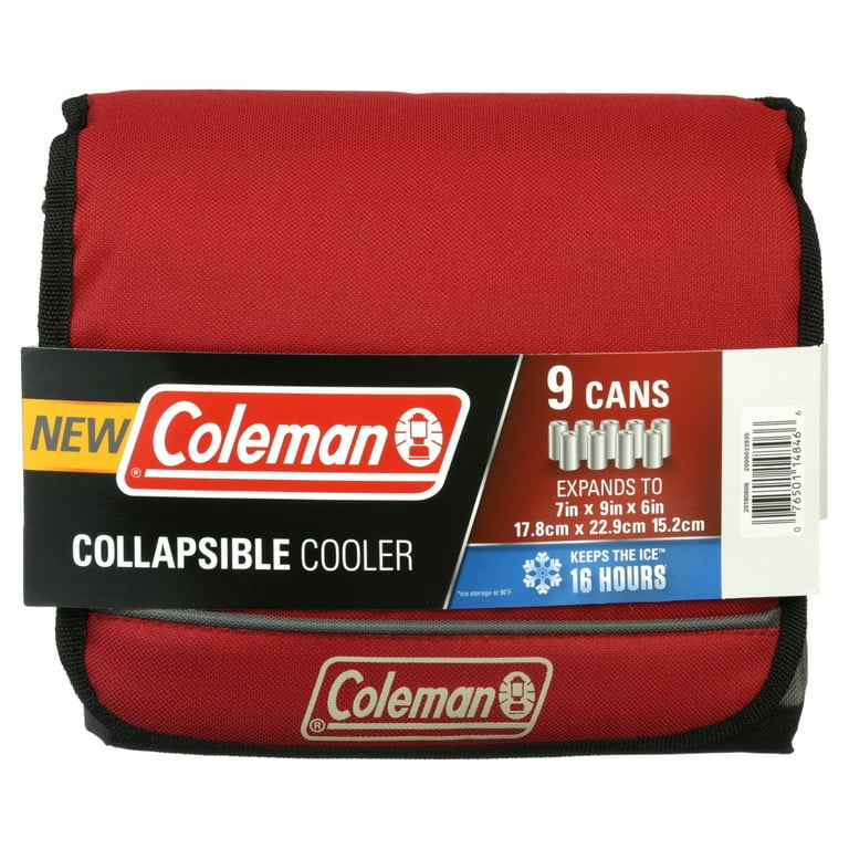 Coleman 9 Can Collapsible Soft Sided Cooler Bag, Red 