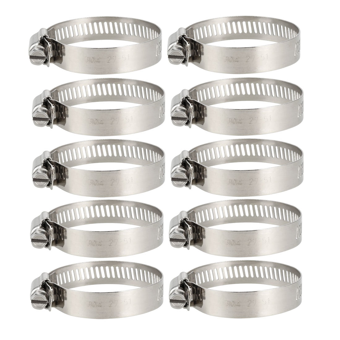 27mm-51mm Clamping Range 304 Stainless Steel Butterfly Hose Clamp 10pcs 