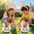thumbnail image 5 of Easter Basket Braided Cotton Rope Build Bunny Ear Handle Design Color Matching Rabbit Face Pattern Hand Basket for Eggs Storage Container, 5 of 6