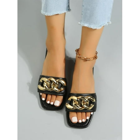 

Women s Open Toe Flat Slide Sandals Casual Summer Fashion Walking Slippers Shoes Black CN37(6.5)