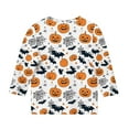 thumbnail image 6 of MKOSPLRT Kids Fall Shirts Halloween 3/4 Sleeve Tops Crew Neck Holiday Graphic Tees Casual Ghosts Print Blouses Holiday Gift for Girl Boy, 6 of 6