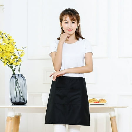 

Fogcroll Solid Color Short Half Unisex Waist Apron Hotel Server Waiter Working Supplies