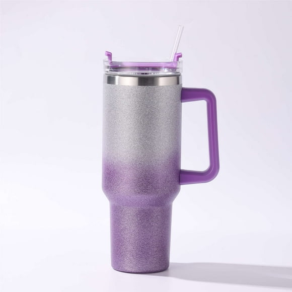 40oz Tumbler with Straw and Lid, Stainless Steel Coffee Cup, Travel Insulated Cup Mug, Smoothie Bottle Insulated Coffee Cup purple
