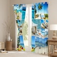 thumbnail image 3 of Hawaii Beach Decor 30%-50% Blackout Curtains Patchwork Starfish Curtains & Drapes for Women Adults,Blue Ocean Curtains Conch Shell Tropical Sand Coconut Palm Beach Room Decor, 3 of 6