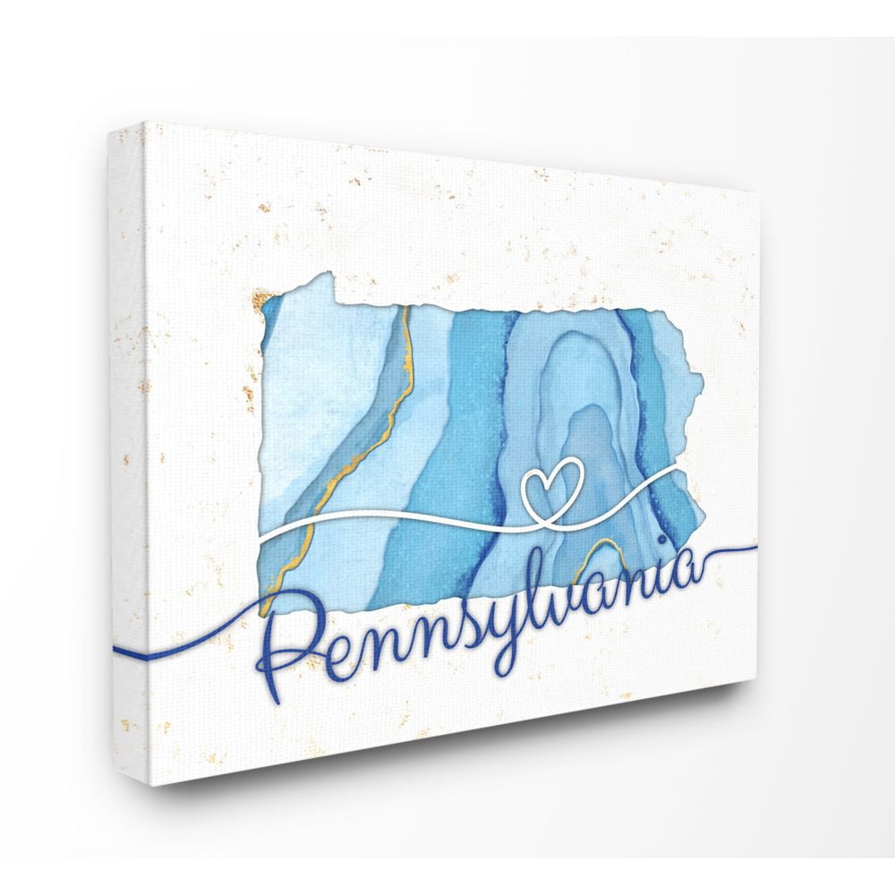 Stupell Industries Pennsylvania Agate Blue US State Design Canvas Wall Art by Ziwei Li