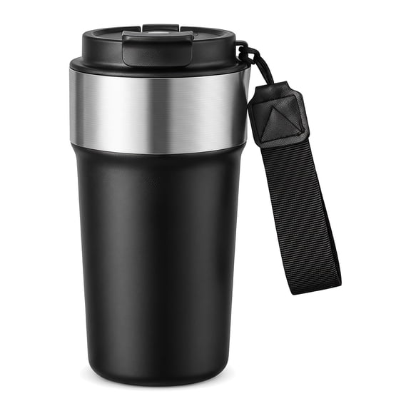 REGALWOVEN 17 oz Tumbler, Stainless Steel Insulated Water Bottle, with Lid Straw and Handle, Reusable Cup Keeps Hot and Cold Black 1