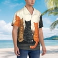 thumbnail image 3 of Sikiie Four Cats Watching Rain Print Men's Hawaiian Shirt, Summer Beach Button Pocket Short Sleeve T-Shirt,3X-Large, 3 of 7